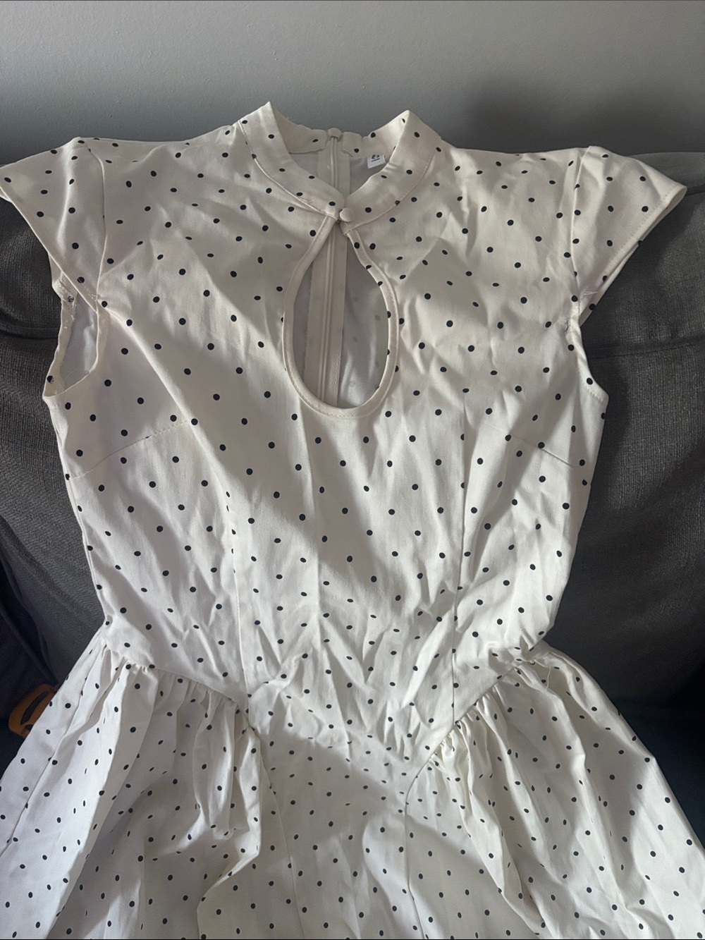 Women’s White Polka Dot Keyhole long Dress